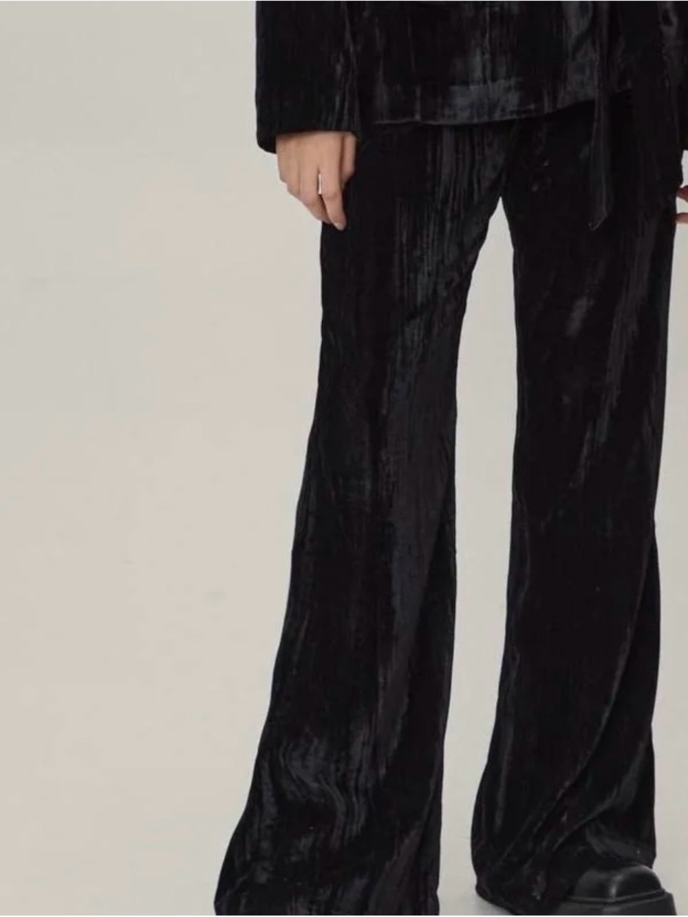 Nasty Gal Black Velvet Wide-Leg Trousers